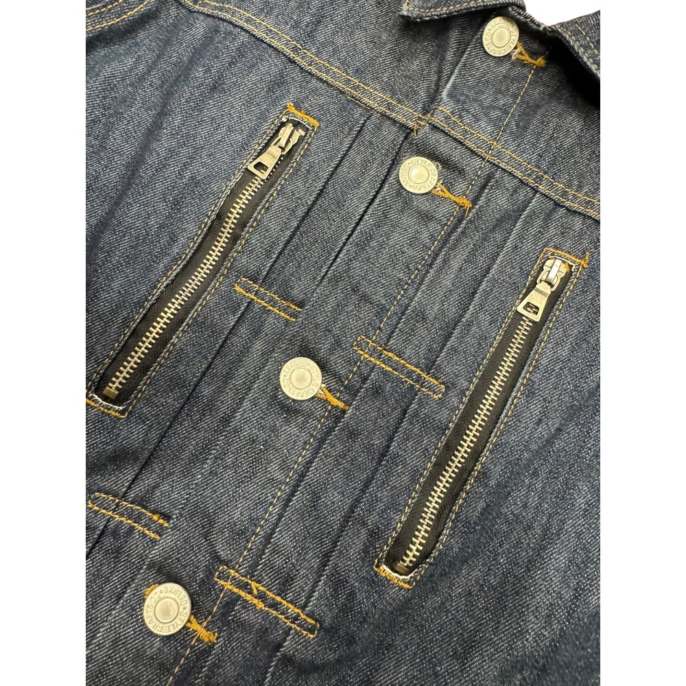 Evisu Denim Jacket Mens XL Indigo Blue Excellent No 3 Lot 1008 Zip Pocket Cinch - Picture 6 of 11